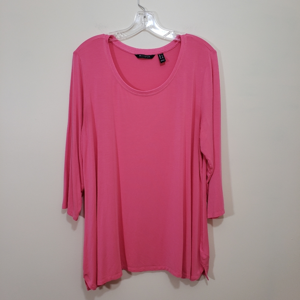 H by Halston V-neck 3/4"â sleeve pink tunic top